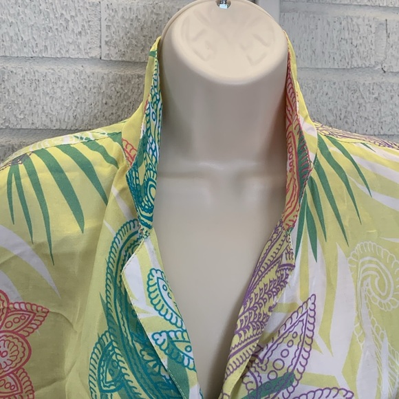 Maude Vivante Noelle Button Up Womens L Collared Camp Shirt Short Sleeve Print - Picture 4 of 13